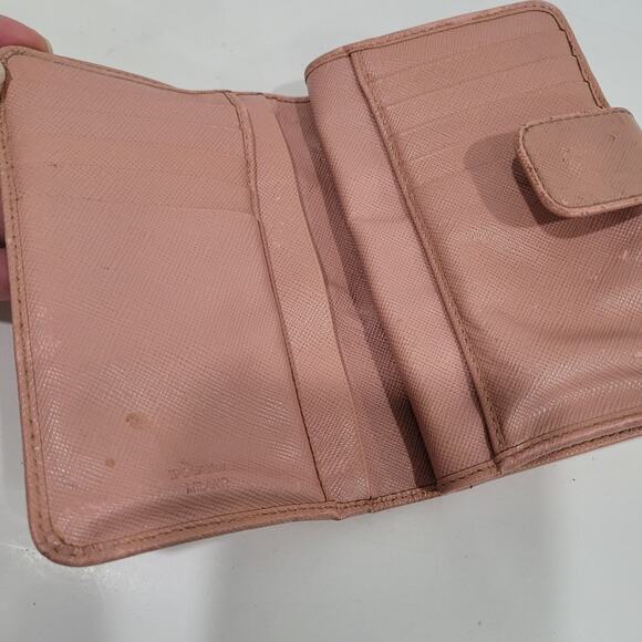 PRADA Saffiano Fiocco Orchidea Wallet Medium Bi Fold Light Pink Zip Around Logo - Picture 4 of 16